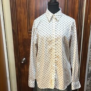Chaps White and Blue Casual Button Down Shirt